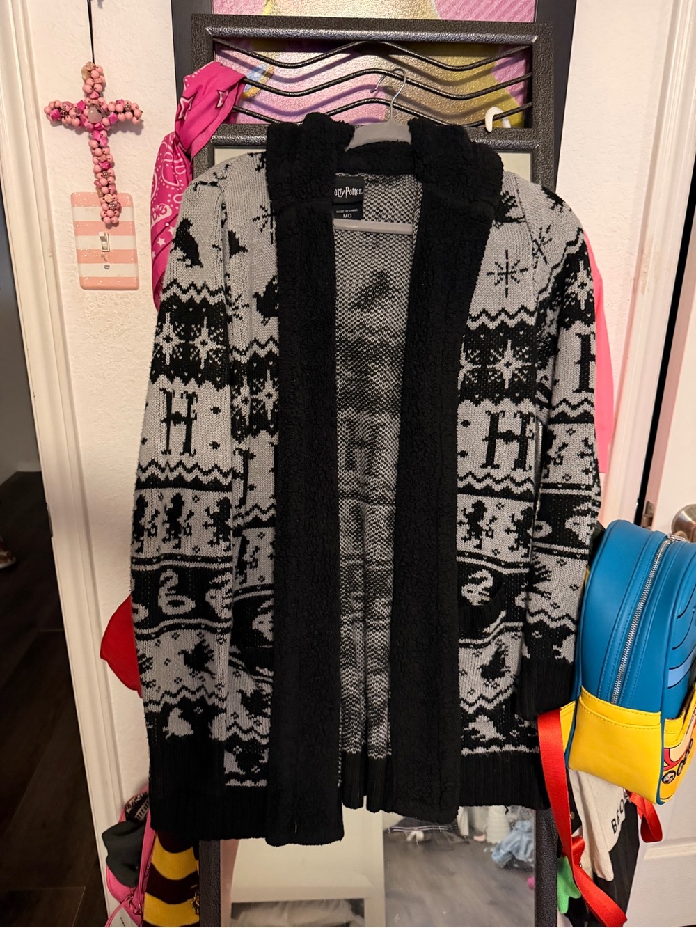 Harry Potter Gray and Black Open-Front Women’s Sweater Cardigan size M